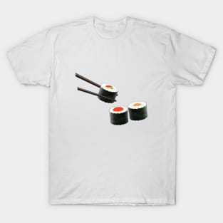 Kawaii Sushi rolls with chopsticks T-Shirt